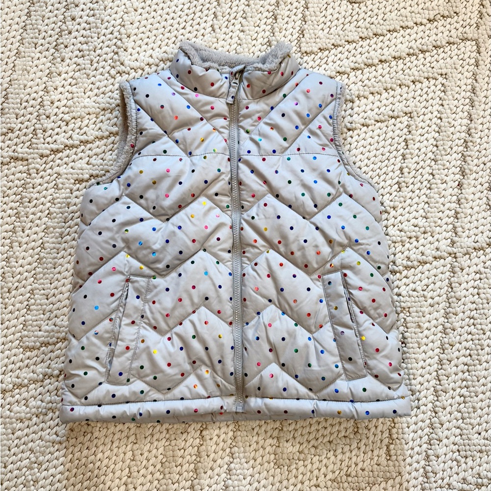Colorful Polka Dot Puffer Vest girls size large 10-12